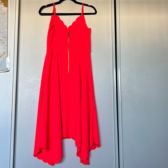 Ted Baker Simbah Scallop Asymmetric Hem Dress Mid Orange 2 (US size 8) - Picture 3 of 11